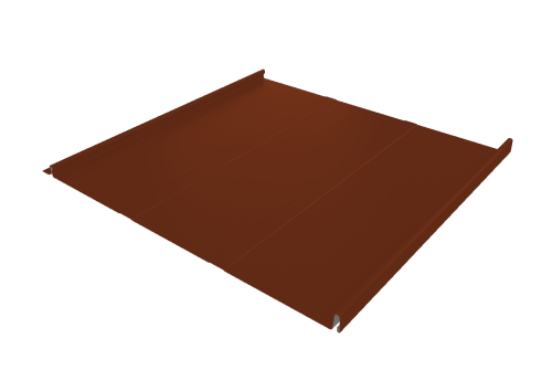 Фальц двойной стоячий Line Grand Line 0,5 Satin с пленкой на замках RAL 3009 оксидно-красный