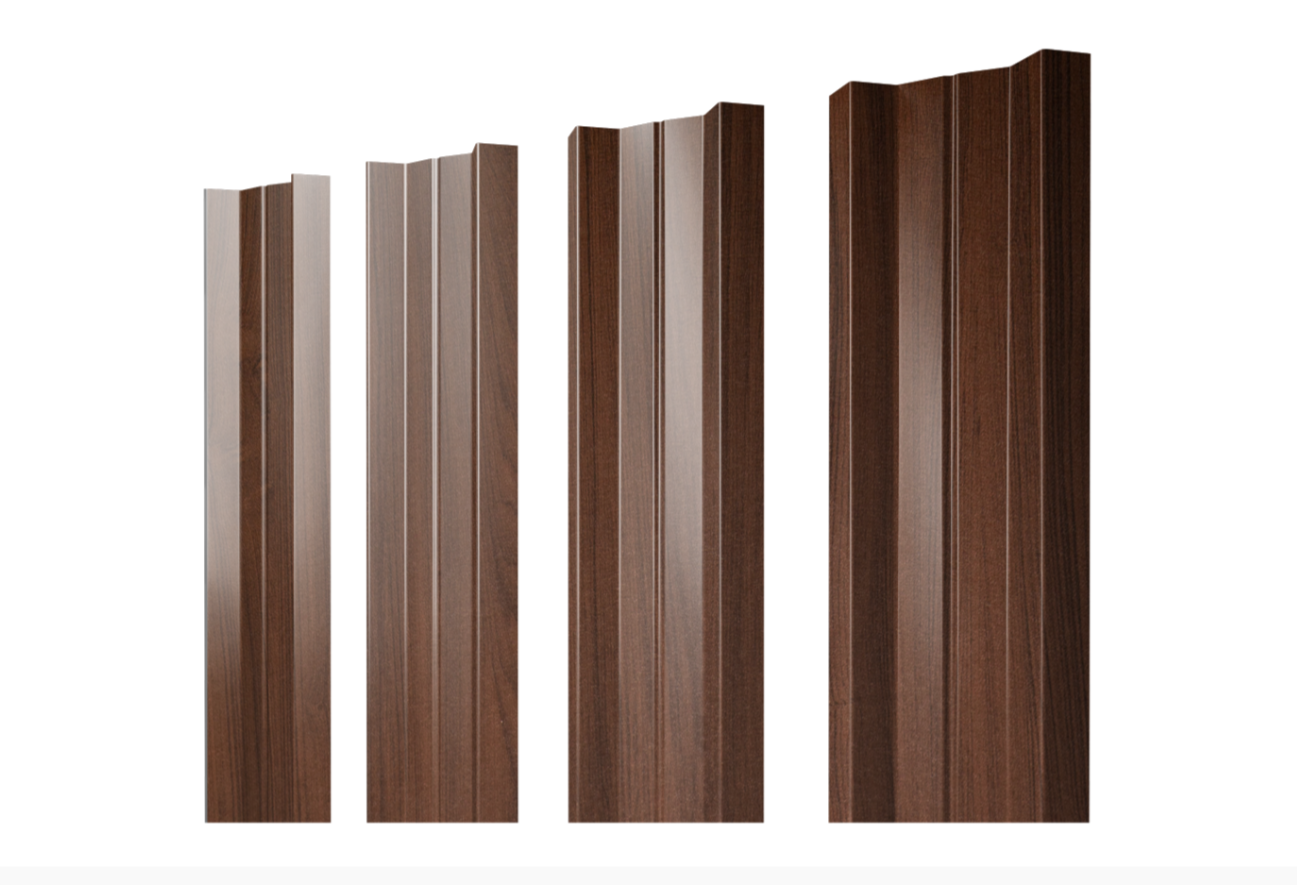 Штакетник М-образный А с прямым резом 0.45 Print Elite Choco Wood TwinColor