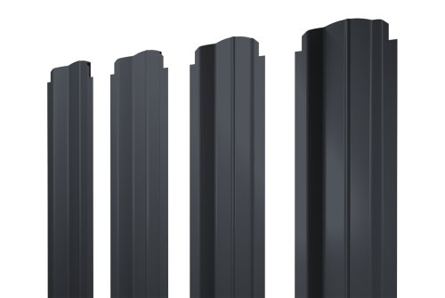 Штакетник П-образный B фигурный 0,5 Satin RAL 7024 мокрый асфальт