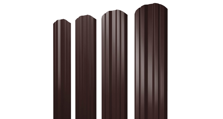 Штакетник Twin фигурный 0,5 GreenСoat Pural RR 887 шоколадно-коричневый (RAL 8017 шоколад)