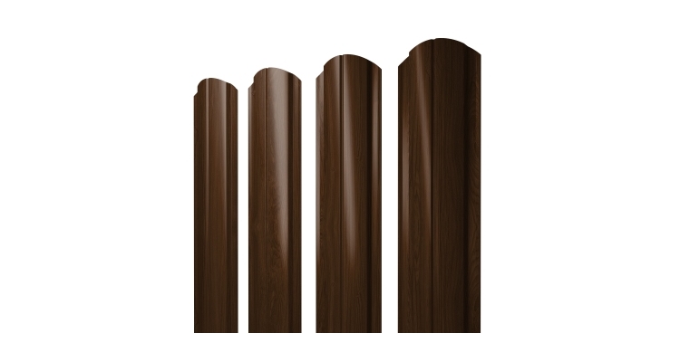 Штакетник Полукруглый Slim фигурный 0,45 Print Elite Choco Wood TwinColor