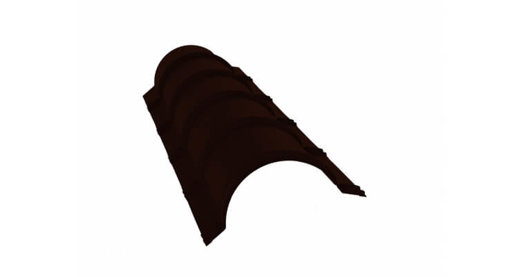 Планка малого конька полукруглого 0,5 GreenCoat Pural BT, matt RR 32 темно-коричневый (RAL 8019 серо-коричневый) (1,97м)